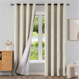 1 x Brand New EMEMA Pack of 2 100 opaque blackout curtains, velvet curtains with eyelets, thermal curtain, eyelet curtain, blackout curtains for bedroom, living room, 140 x 260 cm, ivory white - RRP €55.54