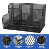 1 x RAW Customer Returns Housolution Desk Organizer, Iron Storage Rack with 8 Compartments, Mesh Desktop Organizer Office Pen Holder for Pens Stapler Folder Clips Sticky Notes - Black - RRP €26.54