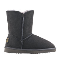 1 x Brand New Shenduo women s winter boots, half boots, leather boots with button DA5803, gray 38 - RRP €59.4