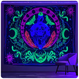 7 x Brand New Roninkier black light tapestry psychedelic tarot - Skull Wall Tapestry Uv Wall Cloth Psychedelic Wall Cloth Xxl Anime Tapestry Wall Hanging Halloween Christmas for Bedroom, 230x180cm - RRP €223.93