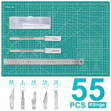 1 x RAW Customer Returns Miuzei Cutting Mat Set A3 with 55 Pieces Craft Knife and Steel Ruler, Self-Healing Craft Mat Cutting Mat Craft Drawing Mat Craft Scalpel Craft Mat Green  - RRP €17.14