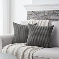 1 x RAW Customer Returns Topfinel cushion cover 50x50 dark gray corduroy set of 2 striped pattern cushion covers cushion cover decorative cushion sofa cushion couch cushion decorative cushion decorative cushion covers living room bedroom - RRP €22.99