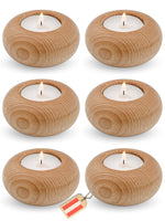 1 x RAW Customer Returns Tealight holder wood set Solid beech wood Made in Austria Wooden decoration Table decoration wedding Tealight holder Candle holder wood Candlestick wood Country house style decoration... oiled, 6 pieces  - RRP €22.99