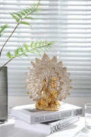 1 x RAW Customer Returns TERESA S COLLECTIONS Modern Gold Peacock Decoration Living Room, Resin Peacock Statues for Home Decor, Gold Luxury Peacock Ornaments Sculptures Figurines, Peacock Gift for Table Decoration, Centerpiece, 21.6 cm High - RRP €20.16