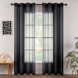 1 x RAW Customer Returns MIULEE Set of 2 Sheer Voile Curtains with Eyelets Transparent Curtain Made of Voile Polyester Eyelet Curtain Transparent Living Room Airy Decorative Curtain for Bedroom 140 X 260 cm W x H , Grommet Top Black - RRP €25.49