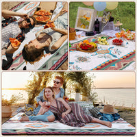 1 x RAW Customer Returns LARUTAN Outdoor Picnic Blanket Boho, 200x200cm Beach Blanket Sand-Free, Portable Washable Beach Mat Picnic Blanket for Dry Beach, BBQ, Picnic, Hiking, Travel Camping Blanket Green - RRP €31.99