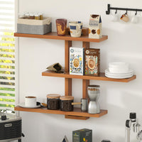 1 x RAW Customer Returns JoliJour Wooden Floating Shelves, 3-Tier Display Shelf, 8 Mounting Shapes, Variable Hanging Shelves, Floating Wall Shelves, for Living Room, Bedroom, Bathroom, Kitchen - RRP €59.66