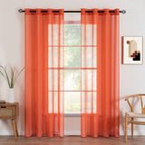 1 x RAW Customer Returns MIULEE Curtain with Eyelets Sheer Voile Transparent Curtain Made of Voile Polyester Eyelet Curtain Transparent Living Room Airy Decorative Curtain for Bedroom Set of 2 140 X 245 cm W x H , Grommet Top Orange - RRP €31.67