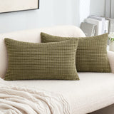 1 x Brand New MIULEE Corn Stripe Cushion Cover Soft Decorative Pillowcases Corduroy Polyester Granule Cushions for Room Sofa Chair Bed Living Room Bedroom 30x50cm 2 Pieces Olive Green - RRP €13.51