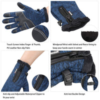 10 x Brand New Bequemer Laden Men s Winter Touchscreen Windproof Warm Waterproof Gloves with Fleece, Blue, M - RRP €130.4