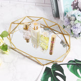 1 x RAW Customer Returns Feyarl Glass Jewelry Tray Gold Decorative Tray Jewelry Organizer Mirror Tray Makeup Glass Tray for Jewelry Orringe Perfume Mother s Day Gift 35cm  - RRP €27.99