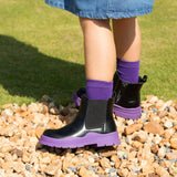 1 x Brand New Hawkwell Boys Girls Ankle Boots Unisex Kids Chelsea Booties with Side Zip, Black Purple EU 28 - RRP €39.99