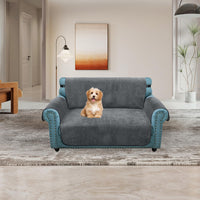 1 x Brand New Granbest Super Thick Velvet Sofa Cover 2 Seater Non-Slip Durable Elastic Strap 4 Season Universal Sofa Slipcover for Kids Pets Dogs Cats 2 Seater, Grey  - RRP €39.31