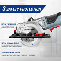 1 x RAW Customer Returns WORKPRO Mini circular saw 750W 4700RPM, hand circular saw cutting depth 45 mm 90 , 28 mm 45 , with 120 mm TCT blade and 115 mm diamond blade, with guide rail, for wood metal tiles - RRP €59.99