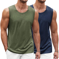 1 x RAW Customer Returns COOFANDY Men s Sleeveless Running Shirt Tank Top Breathable Elastic Quick Dry Functional Shirts Baselayer Sports Fitness Blue Violet Military Green XL - RRP €26.99