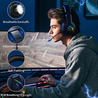 1 x RAW Customer Returns Somic 2.4G Wireless Gaming Headset for PS4, PS5, PC with Detachable Mic and RGB Rainbow LED Surround Sound Bass Over-Ear Headphones with Game Audio Live Broadcast Sound Mode - RRP €51.97