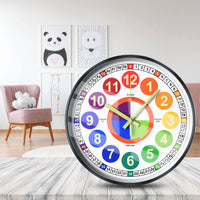 1 x RAW Customer Returns HOSTON Children s Luminous Wall Clock, Kids Teaching Clock, 12 Inch Luminous Wall Clock for Kids Room, Classroom, Playroom, Nursery, School 12 Inch, Grey  - RRP €22.8