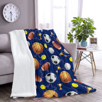 3 x Brand New Cuddly blanket children sports balls, soft fluffy sports balls blanket for boys, plush cuddly blanket flannel fleece blanket with basketball football rugby pattern for sofa blanket couch blanket, 100x130cm - RRP €61.2