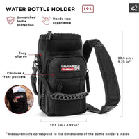 12 x RAW Customer Returns Wild Wolf Outfitters Water Bottle Pouch Molle Bottle Holder Backpack with Adjustable Strap and 2 Allows Hands Free Carrying, Protects and Insulates Your Black, 1.9 L  - RRP €190.08