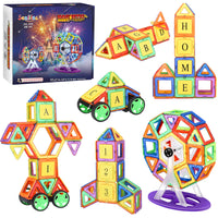 1 x Brand New Sealilac Magnetic Building Blocks, 100 Pieces 3D Magnetic Building Blocks Toy with 2 Car Bases, Ferris Wheel Creative DIY Instructions, Educational Toys for Kids Ages 3-14 - RRP €40.32