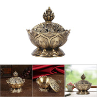 1 x RAW Customer Returns 2 Colors Vintage Backflow Smoke Brass Incense Burner Lotus Stick Cone Holder Home Decoration Accessories Bronze  - RRP €13.39