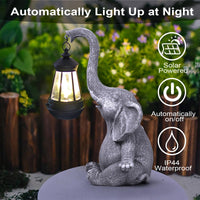 1 x RAW Customer Returns flintronic elephant decoration with solar lantern garden figures, elephant solar lamps with weatherproof solar lamp, resin sculpture animal statues, garden lights solar - RRP €25.2