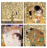 1 x RAW Customer Returns D M ART Modern Paintings Gustav Klimt 4 pieces 30x30 CM each Print on canvas Canvas Classic Art Furnishings Furnishings for kitchen, bedroom, living room, lounge, bar, office, restaurant - RRP €47.88