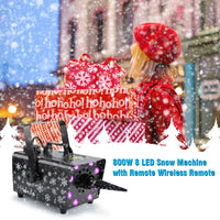 1 x RAW Customer Returns Snow Machine, Hakuta 800W Snow Machine with 8 LED RGB Lights, 13 LED Light Colors and 2 Remote Controls, Perfect for Halloween, Christmas, Wedding, Parties and DJ Stage - RRP €73.99