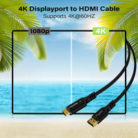 1 x RAW Customer Returns Mygatti 15 Meter DisplayPort to HDMI Cable 4K UHD , 24 AWG, Unidirectional DP to HDMI Connection Cable, for Monitor, TV, Projector, Laptop, PC, AMD, NVIDIA - RRP €49.99