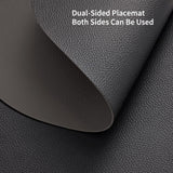 1 x RAW Customer Returns Myir JUN Leather Placemats and Coasters, Washable Round Placemats Double-Sided Non-Slip Placemat Leather Faux Leather Placemat Leather Look Placemat Gray Black, Set of 6  - RRP €26.18