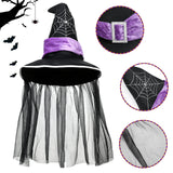 6 x Brand New Tacobear Witch Costume for Girls with Black-Purple Witch Hat Witch Dress for Girls Halloween Carnival Fancy Dress for Children Girls 3 4 5 6 7 8 9 10 Years M 7-8 Years  - RRP €151.56