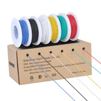 1 x RAW Customer Returns TUOFENG 28 awg solid wire solid wire set-6 different colored 15 meter spools 0.08 mm jumper wire - connect cable set - RRP €19.01