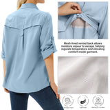 1 x RAW Customer Returns yeyity Shirt Women UPF 50 UV Protection Long Sleeve Shirt Women Outdoor Quick-drying Summer Shirts Safari Clothing Hiking Shirt Casual Button Down Tops 5071, Blue, L  - RRP €35.28