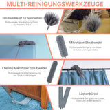 1 x RAW Customer Returns bemece 11 pieces telescopic feather duster washable, long extendable up to 250 cm, telescopic feather duster set for cleaning ceilings, gaps, cobwebs - gray - RRP €18.14