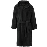 1 x RAW Customer Returns CelinaTex Borkum Bathrobe Hooded Uni Long Patch Pockets Chest Pocket Men 100 Cotton L black - RRP €40.47