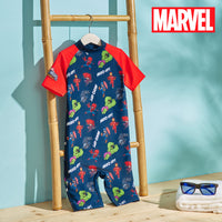 1 x RAW Customer Returns Marvel Boys Swimsuit Spiderman Avengers Boys Swimming Swimsuit Short-Sleeve Boy s Swimsuit One Piece for Beach Pool Boy s Clothing 3-10 Years Red Navy Blue Avengers, 7-8 years  - RRP €19.67