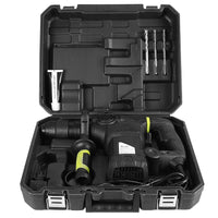 1 x RAW Customer Returns GRANDMA SHARK Drill, Impact Drill Professional 1500W with 2 Chisels and 3 Drill Bits, Hammer Chisel Drilling 3 in 1 Hammer Drill Kit Black  - RRP €78.65