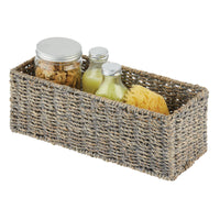 1 x RAW Customer Returns mDesign Dyed Seagrass Wicker Basket - Stackable Wicker Basket - Ideal Bathroom Storage - Gray - RRP €19.99