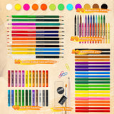 1 x RAW Customer Returns Okiki Painting Set Deluxe 184 pieces Painting case for children beginners Great colored pencil set, watercolors, oil pastels, drawing pencils, pencils as a drawing set - RRP €25.2