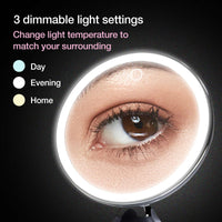 1 x RAW Customer Returns Fancii 10x Rechargeable Magnifying Mirror with 3 LED Light Settings and Powerful Suction Cup - 20cm Dimmable Illuminated Bathroom Makeup Mirror, Luna 2 - RRP €31.99