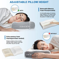 1 x RAW Customer Returns Elviros orthopedic pillow, memory foam pillow, cervical orthopedic pillow, height-adjustable ergonomic neck support pillow, sleeping pillow, removable, pillow for side sleepers - RRP €23.81