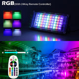 2 x RAW Customer Returns Elegant RGB Outdoor LED Spotlight 50W, 2pcs IP65 LED Spotlight RGB Color Changing DIY Strobe Mode, with Remote Control 16 Colors 4 Modes for DJ Disco, Halloween, Parties, Garden, Courtyard - RRP €53.98