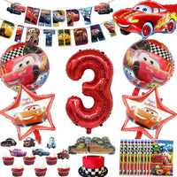 1 x Brand New Naotona Cars birthday decoration 3 years, 43 pieces car birthday decoration boy children s birthday decoration cake decorations banner racing car balloons paper bags for theme party children - RRP €8.05