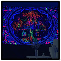 3 x Brand New Roninkier Tapestry Tree Blacklight Fluorescence Psychedelic Wall Hangings - Forest Tapestry Aesthetic Starry Sky Nature Wall Hanging for Bedroom Home Decoration 230x180cm 91x71inch  - RRP €96.78