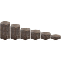 1 x RAW Customer Returns BELLE VOUS Pack of 6 Bases for Vintage Hexagonal Wooden Figures - Brown Collectible Figure Display - Support Perfumes, Jewelry, Desserts, Cupcakes - For Use in Stores - RRP €28.6