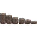 1 x RAW Customer Returns BELLE VOUS 6 Brown and Vintage Hexagonal Decorative Wooden Logs - Wooden Displays for Shelves and Worktops - Columns for Window Displays, Retail, Cupcakes and Sweets - RRP €28.49