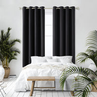 1 x RAW Customer Returns Deconovo Blackout Curtains with Eyelets Bedroom Curtain against Cold Opaque, 245 x 140 cm Height x Width , Black, Set of 2 - RRP €45.95