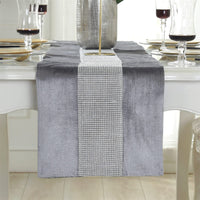 5 x Brand New SWECOMZE High Quality Table Runner with Diamond, Luxury Table Cloth Tablecloth for Parties, Dinners, Holidays, Kitchen, Thanksgiving, Christmas Gray, 32 210CM  - RRP €95.75