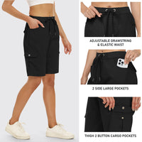 1 x RAW Customer Returns JINSHI Women s Shorts Cargo Shorts Summer Short Pants Lightweight Sports Work High Waist Hiking Bermuda with Multiple Pockets Black EU M - RRP €30.24