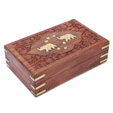 1 x RAW Customer Returns Ajuny Hand Carved Wooden Treasure Chest Decorative Jewelry Storage Keepsake Box Elephant Flower Carving Versatile Use as Jewelry Holder Watch Box Ideal for Gifts 8x5 Inches - RRP €18.89